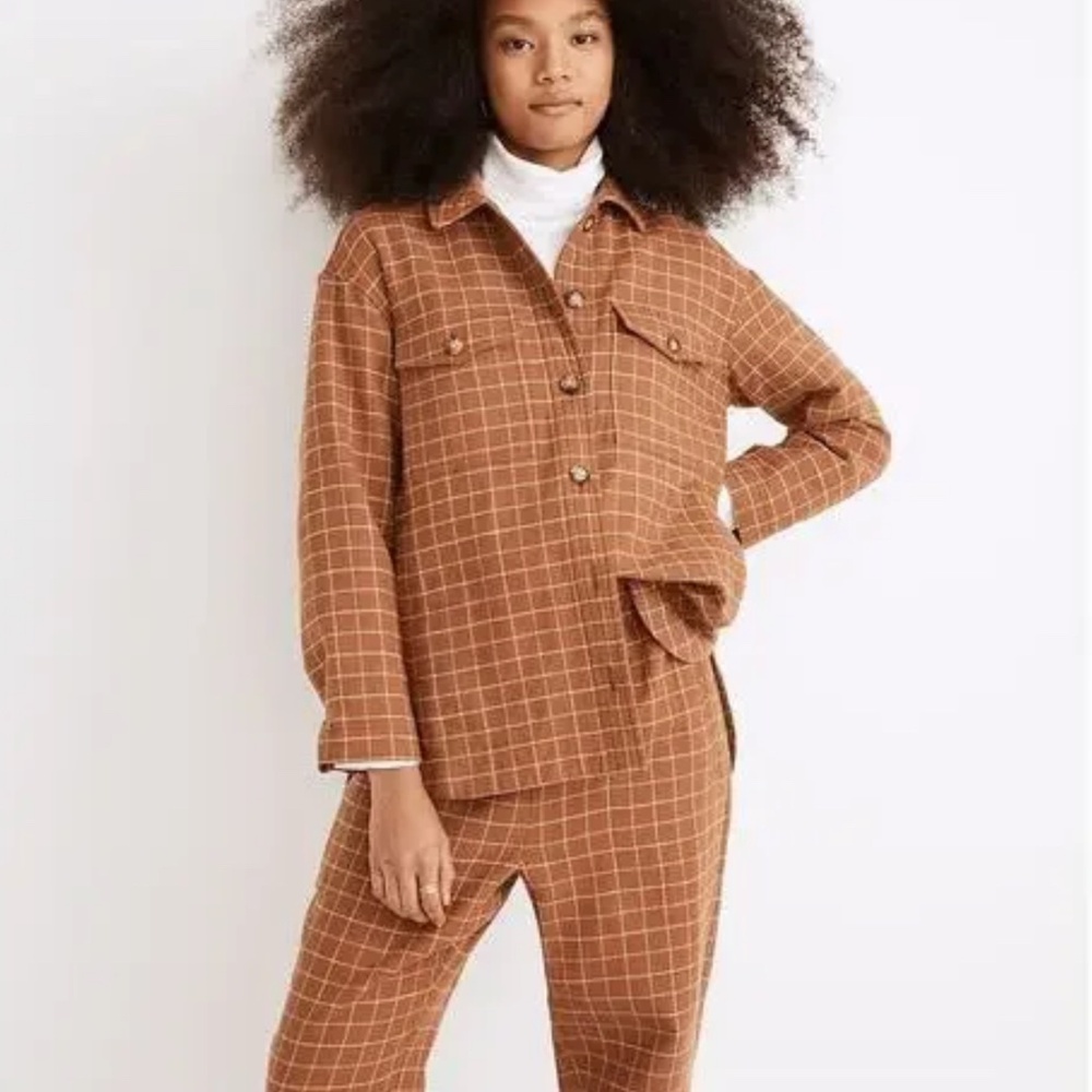 Madewell Waffleback Branner Shirt-Jacket in Windowpane - SIZE L - NWT